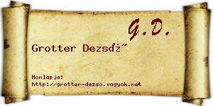 Grotter Dezső névjegykártya